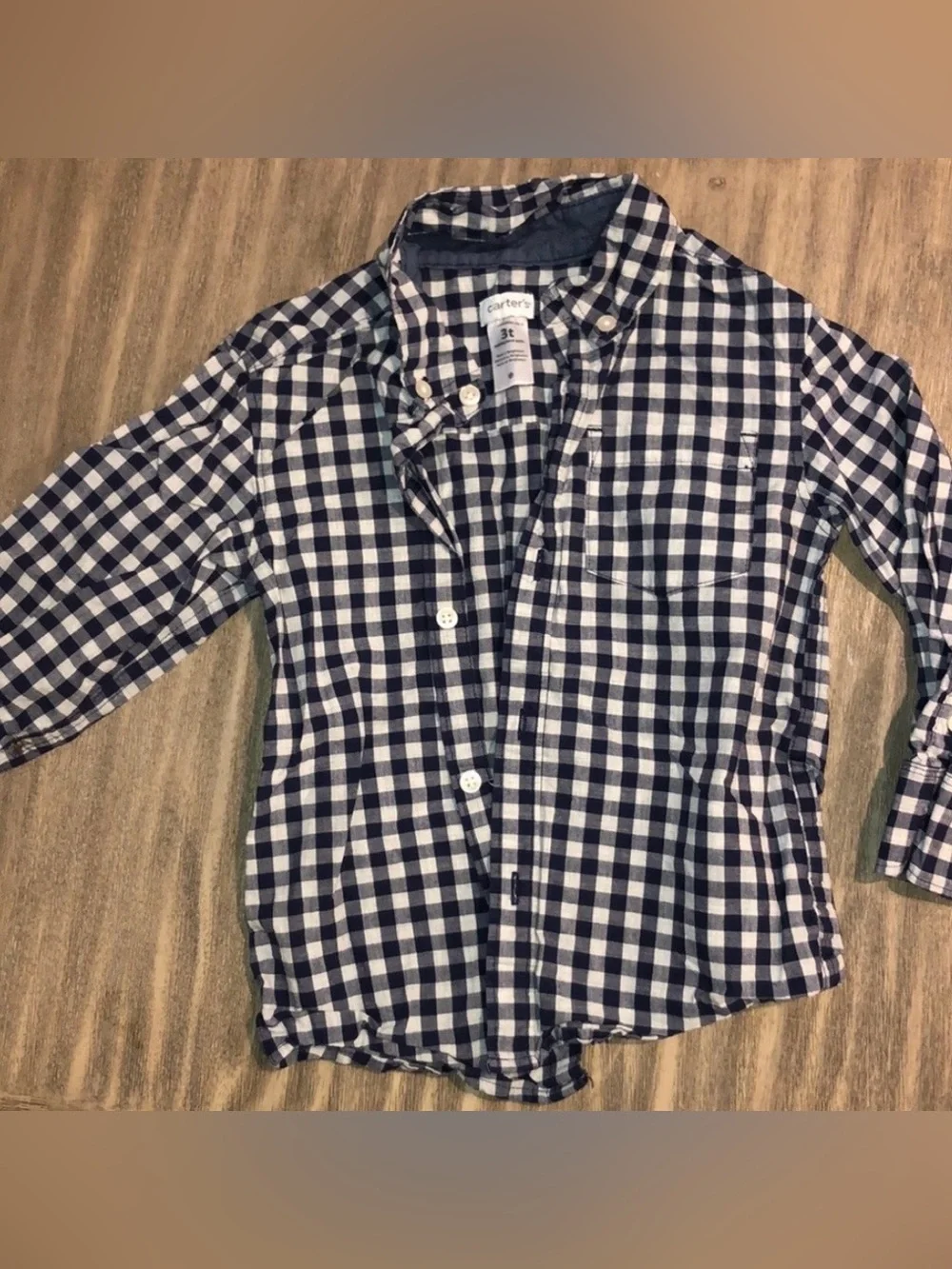 Carter's Toddler Navy Blue and White Check Button-Down Shirt